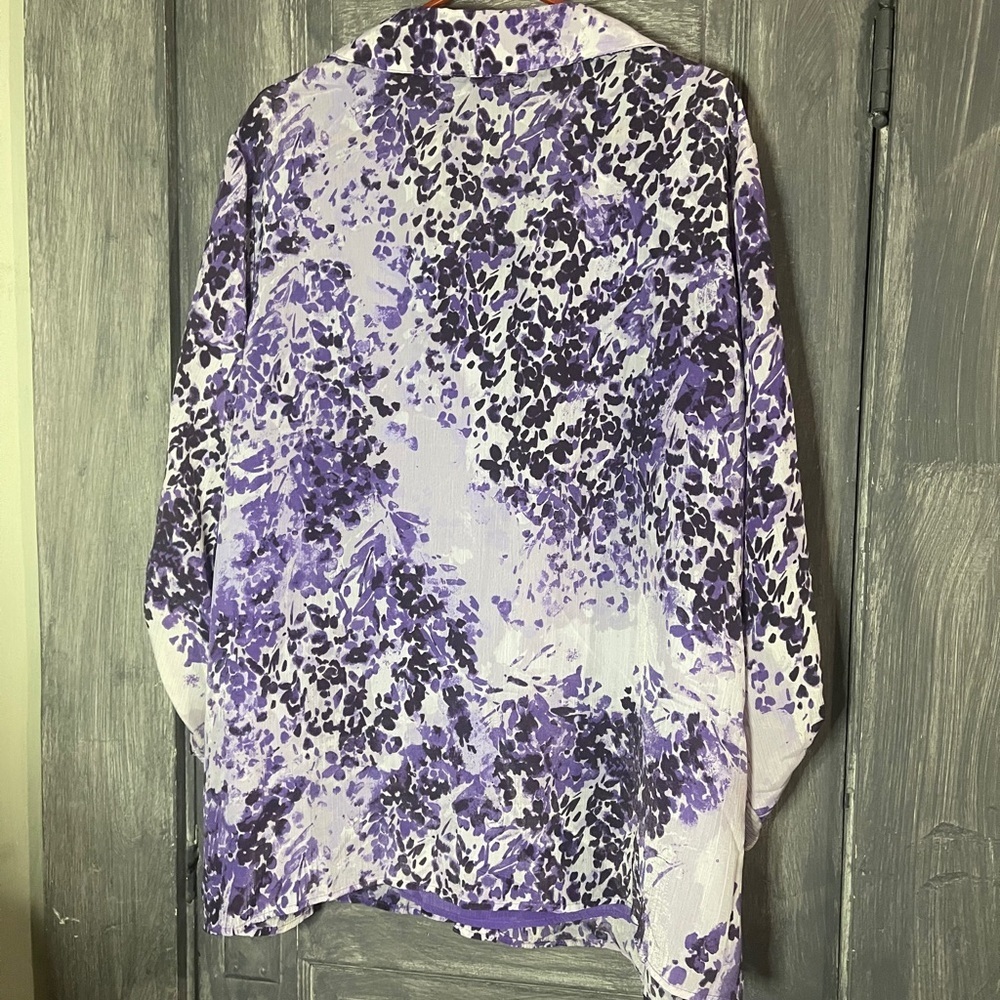 White Stag Purple and White Patterned Blouse 4X - Picture 4 of 7